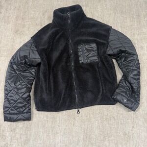 Joy Lab by Target Black Fleece‎ Quilted Jacket Full Zip Mock Neck Size M